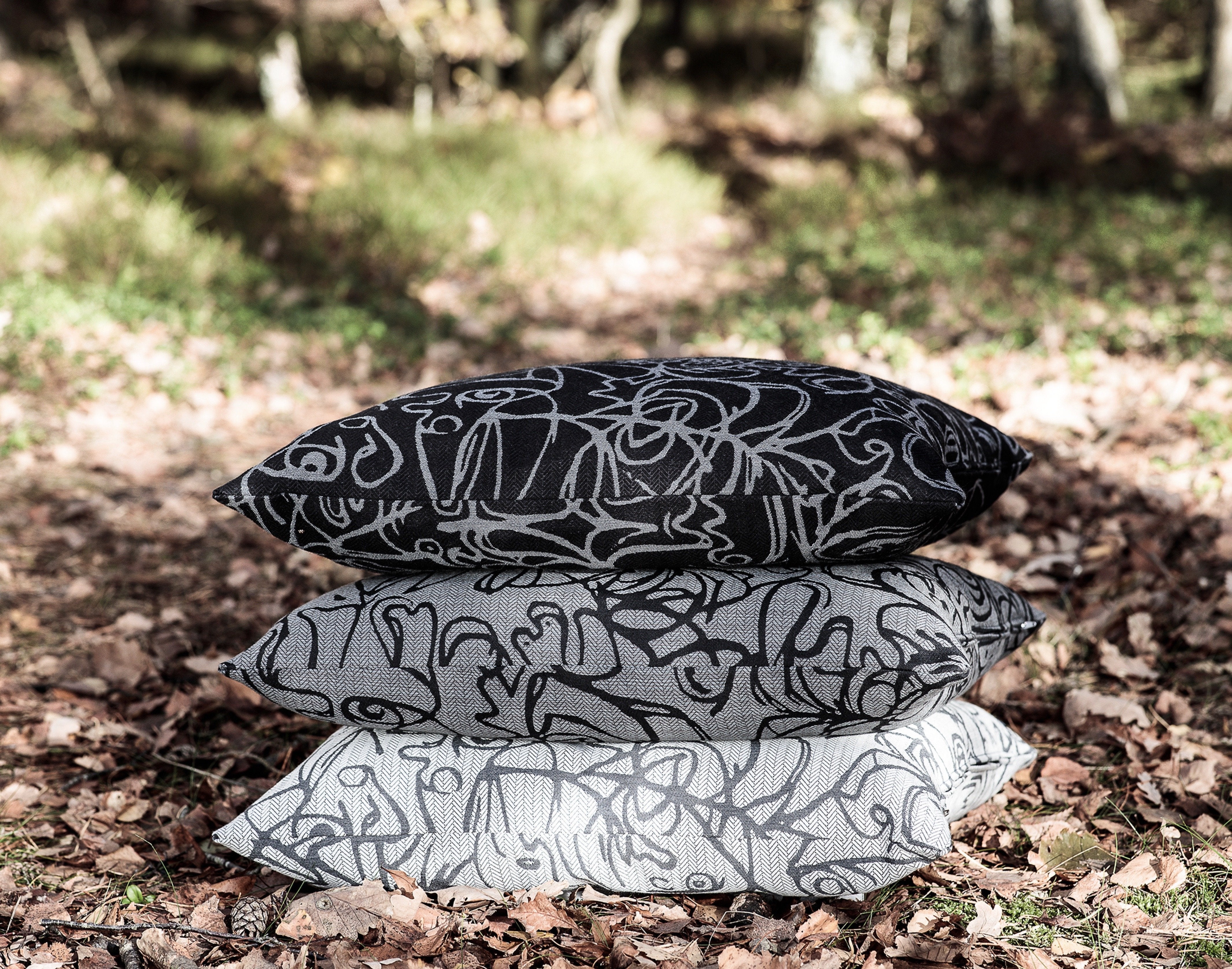 Cushion x Herringbone Edition Black fabric Dark Grey artwork · €195 · ASGER JORN | CURATED BY DOMICILECULTURE