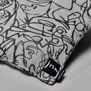 Cushion x Herringbone Edition Silver Grey fabric Dark Grey artwork · €195 · ASGER JORN | CURATED BY DOMICILECULTURE
