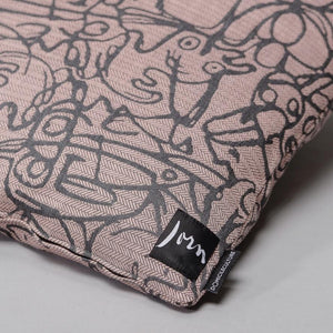 Cushion x Herringbone Edition Dusty Rosa fabric Dark Grey artwork · €195 · ASGER JORN | CURATED BY DOMICILECULTURE