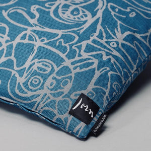 Cushion x Herringbone Edition Azure Blue fabric Silver Grey artwork · €195 · ASGER JORN | CURATED BY DOMICILECULTURE